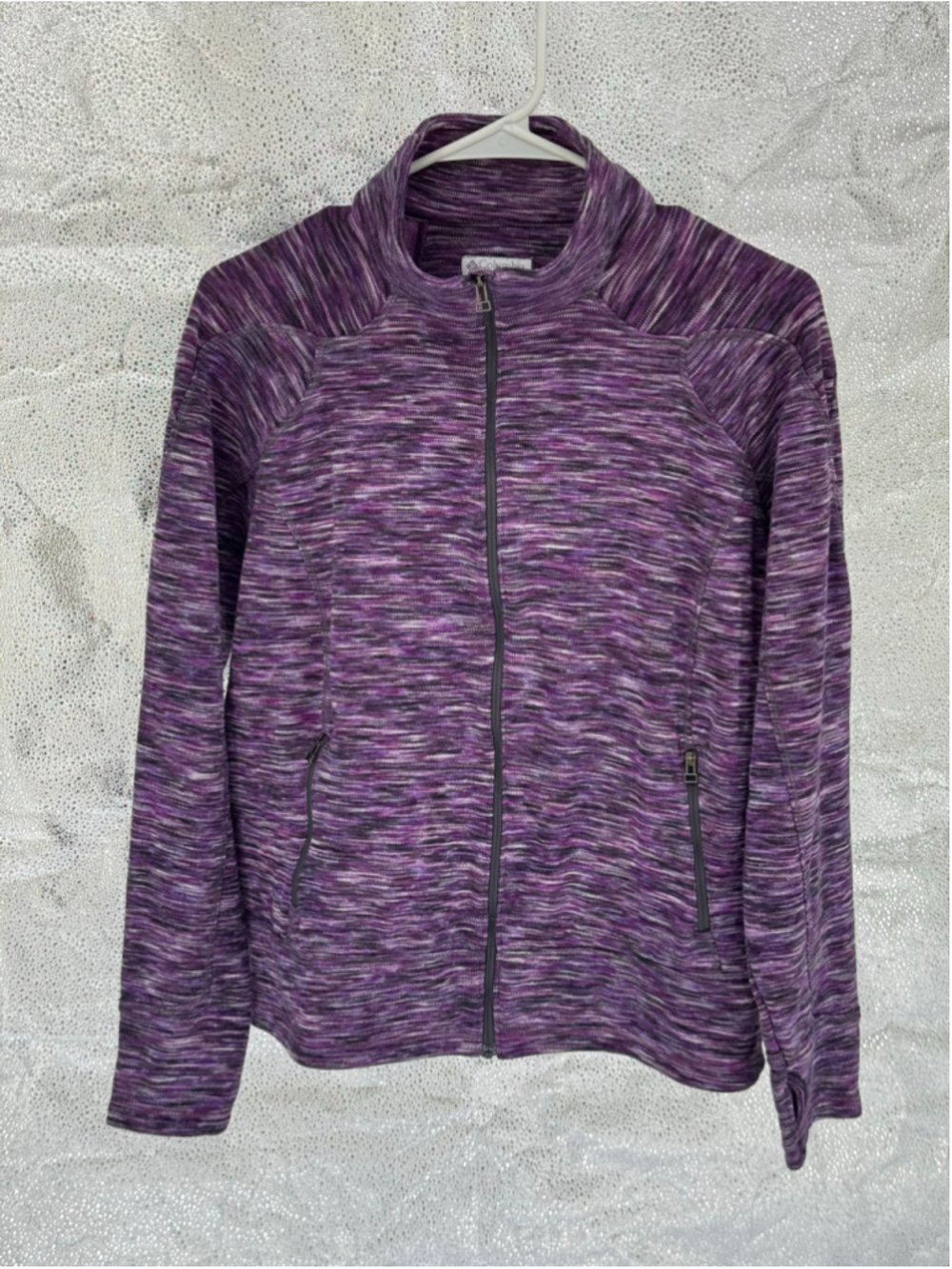 Women's Columbia Full Zip Fleece Jacket Size L Purple Black